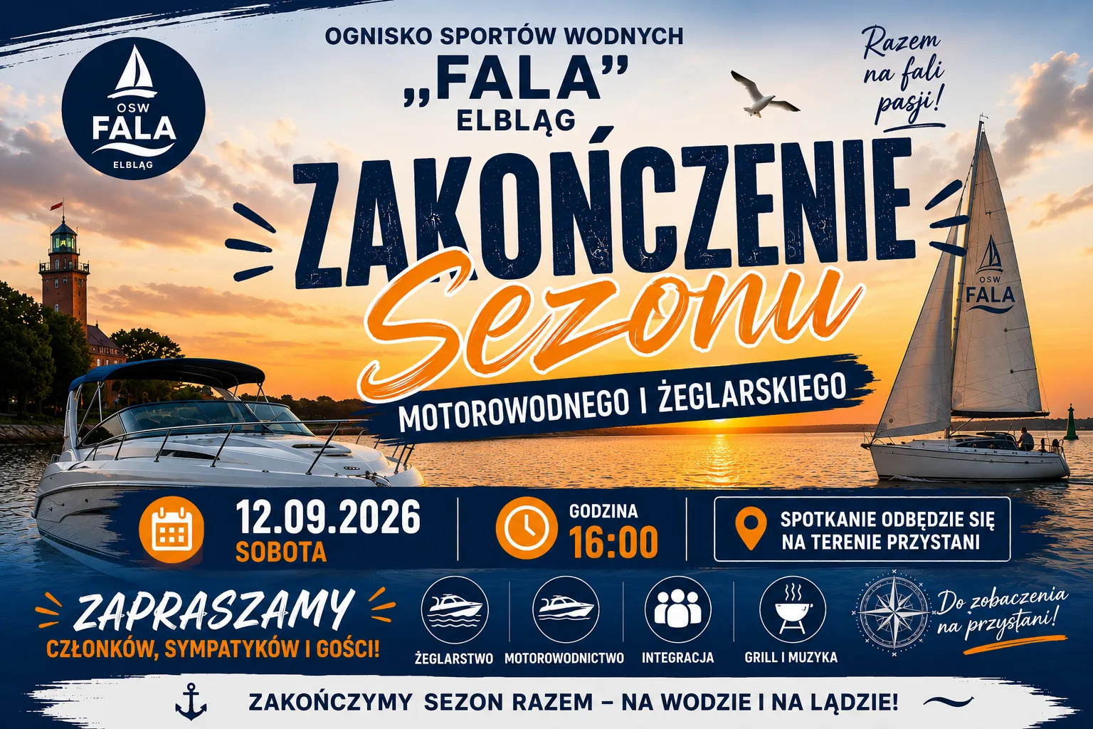 Zaproszenie na uroczystość Zakończenia Sezonu Motorowodnego i Żeglarskiego 2026